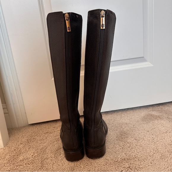 Tory Burch Dark Brown Leather Riding Boots Women’s 5 Kids 3 - Picture 10 of 10